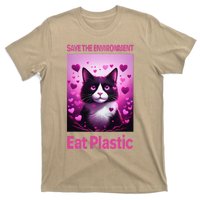 Save The Environment Eat Plastic Earth Day 2025 Cat Meme T-Shirt