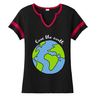 Save The Earth Earth Day Lovers Gift Ladies Halftime Notch Neck Tee