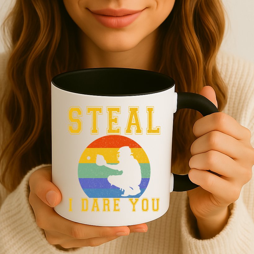 Steal I Dare You Vintage Funny Baseball Mug