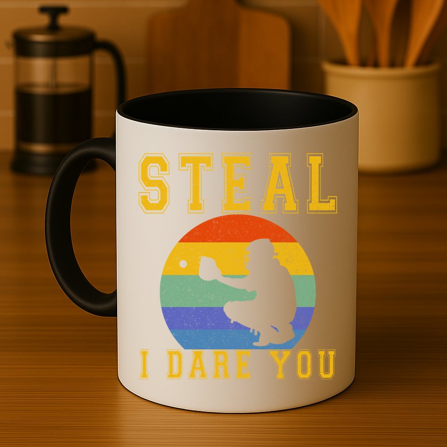 Steal I Dare You Vintage Funny Baseball Mug