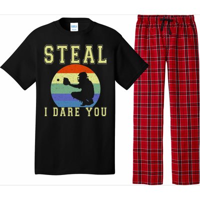 Steal I Dare You Vintage Funny Baseball Pajama Set