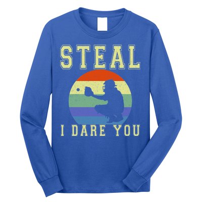 Steal I Dare You Vintage Funny Baseball Long Sleeve Shirt