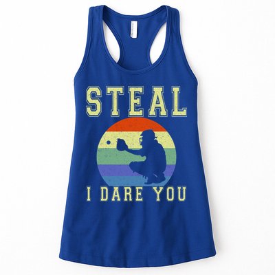 Steal I Dare You Vintage Funny Baseball Womens Tank Top