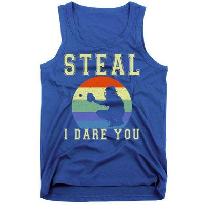 Steal I Dare You Vintage Funny Baseball Tank Top