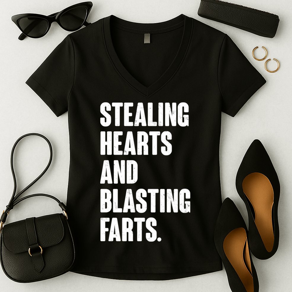 Stealing Hearts And Blasting Farts Women's V-Neck T-Shirt