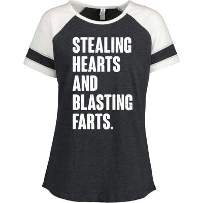 Stealing Hearts And Blasting Farts Enza Ladies Jersey Colorblock Tee