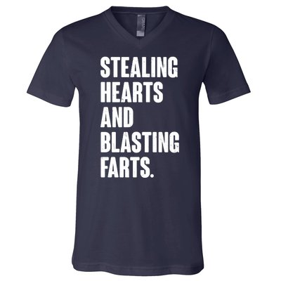 Stealing Hearts And Blasting Farts V-Neck T-Shirt