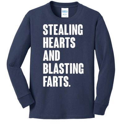 Stealing Hearts And Blasting Farts Kids Long Sleeve Shirt