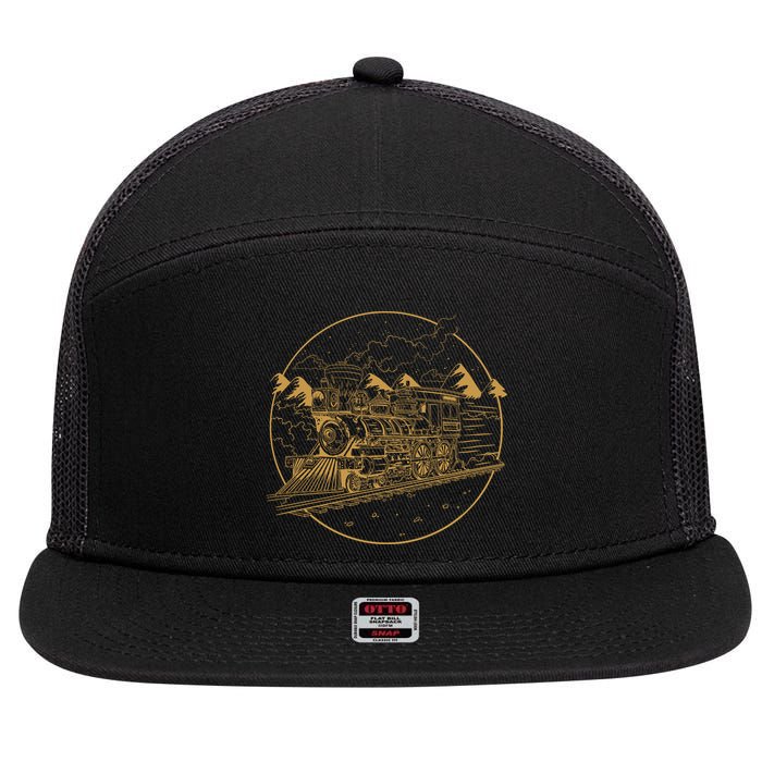 Steam Train 7 Panel Mesh Trucker Snapback Hat