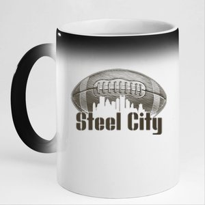 Steel City Pittsburg Skyline Football 11oz Black Color Changing Mug