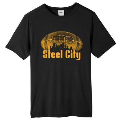 Steel City Pittsburg Skyline Football Tall Fusion ChromaSoft Performance T-Shirt