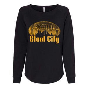 Steel City Pittsburg Skyline Football Womens California Wash Sweatshirt