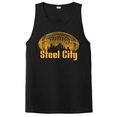 Steel City Pittsburg Skyline Football PosiCharge Competitor Tank