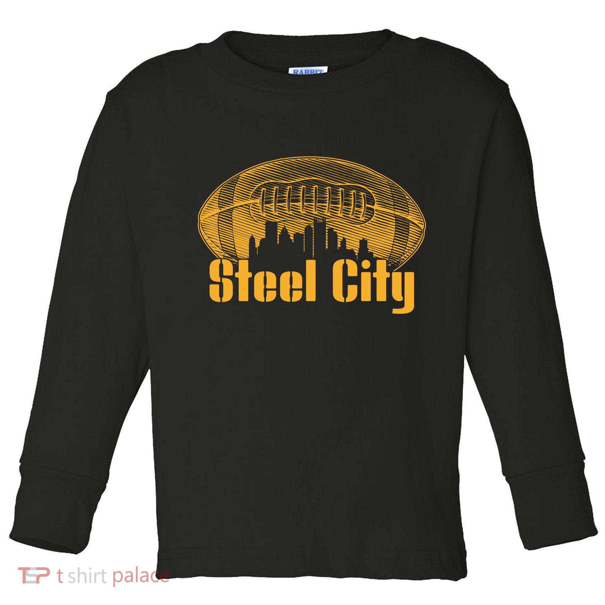 Steel City Pittsburg Skyline Football Toddler Long Sleeve Shirt
