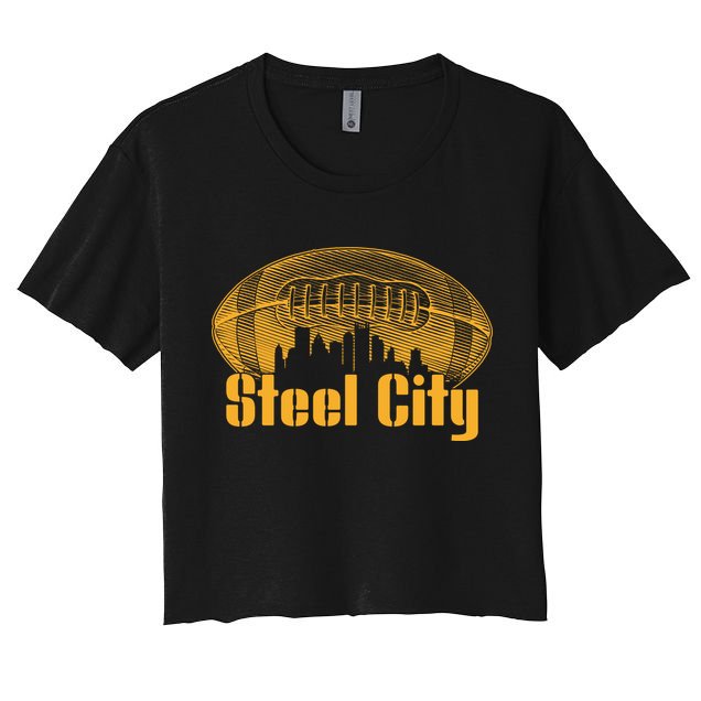 Steel City Pittsburg Skyline Football Crop Top