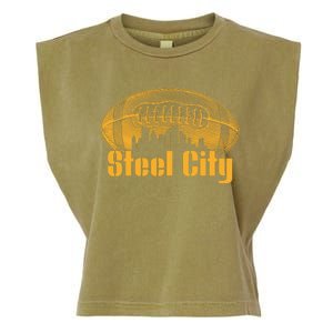 Steel City Pittsburg Skyline Football Garment-Dyed Women's Muscle Tee