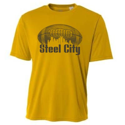 Steel City Pittsburg Skyline Football Cooling Performance Crew T-Shirt