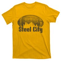 Steel City Pittsburg Skyline Football T-Shirt