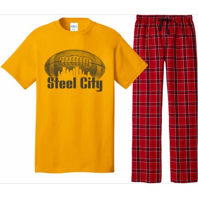 Steel City Pittsburg Skyline Football Pajama Set