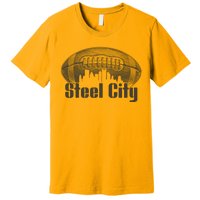 Steel City Pittsburg Skyline Football Premium T-Shirt