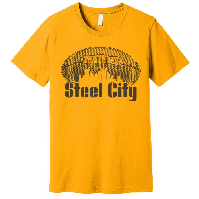 Steel City Pittsburg Skyline Football Premium T-Shirt