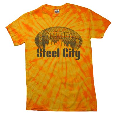 Steel City Pittsburg Skyline Football Tie-Dye T-Shirt