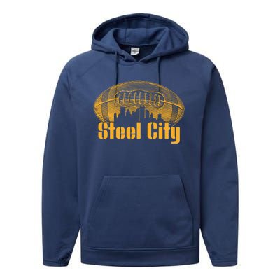 Steel City Pittsburg Skyline Football Performance Fleece Hoodie