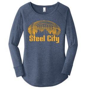 Steel City Pittsburg Skyline Football Women's Perfect Tri Tunic Long Sleeve Shirt