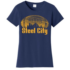 Steel City Pittsburg Skyline Football Women's T-Shirt