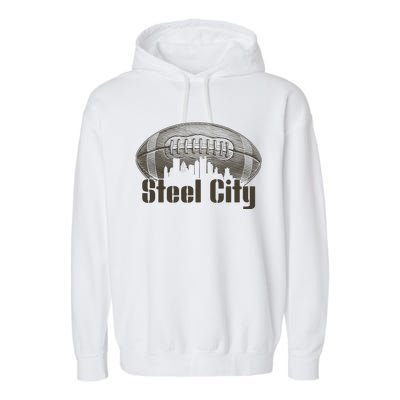 Steel City Pittsburg Skyline Football Garment-Dyed Fleece Hoodie