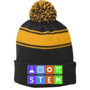 STEM - Science Technology Engineering Mathematics Stripe Pom Pom Beanie