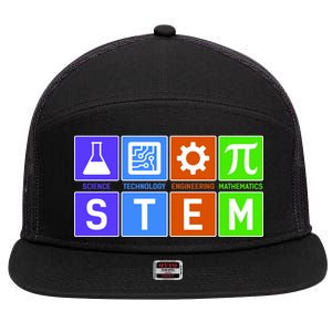 STEM - Science Technology Engineering Mathematics 7 Panel Mesh Trucker Snapback Hat