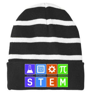 STEM - Science Technology Engineering Mathematics Striped Beanie with Solid Band