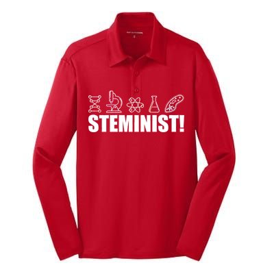 Steminist March For Science Logo Silk Touch Performance Long Sleeve Polo