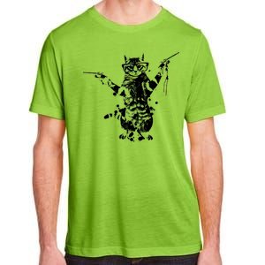 Stencil Graffiti Cat Armed With Guns Adult ChromaSoft Performance T-Shirt