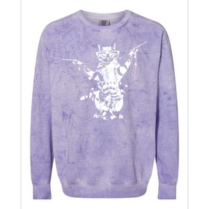 Stencil Graffiti Cat Armed With Guns Colorblast Crewneck Sweatshirt