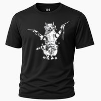 Stencil Graffiti Cat Armed With Guns Performance Shirt