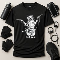 Stencil Graffiti Cat Armed With Guns Performance Shirt