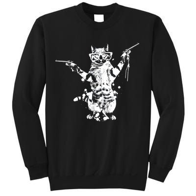 Stencil Graffiti Cat Armed With Guns Sweatshirt