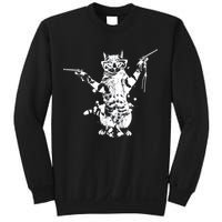 Stencil Graffiti Cat Armed With Guns Sweatshirt