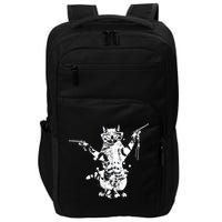 Stencil Graffiti Cat Armed With Guns Impact Tech Backpack