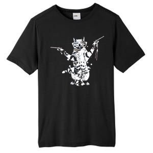 Stencil Graffiti Cat Armed With Guns Tall Fusion ChromaSoft Performance T-Shirt