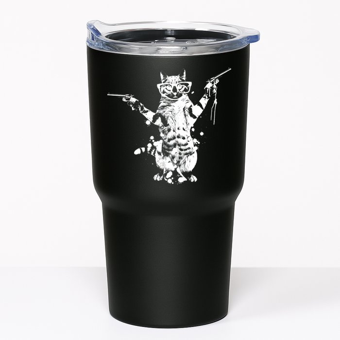 Stencil Graffiti Cat Armed With Guns Tumbler