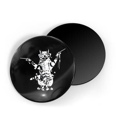 Stencil Graffiti Cat Armed With Guns Magnet