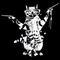 Stencil Graffiti Cat Armed With Guns Poster