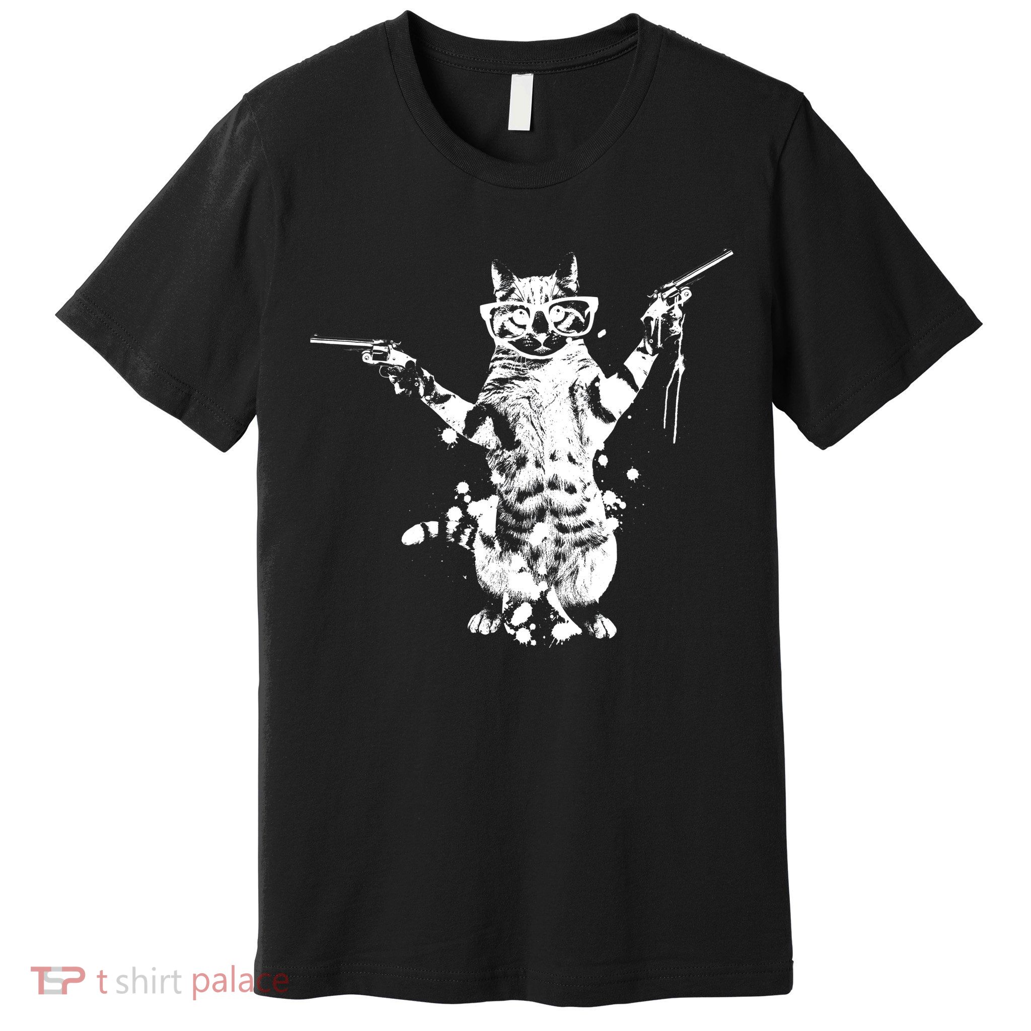 Stencil Graffiti Cat Armed With Guns Premium T-Shirt