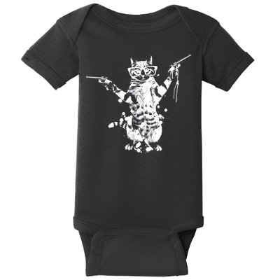 Stencil Graffiti Cat Armed With Guns Baby Bodysuit
