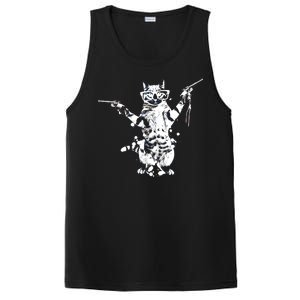 Stencil Graffiti Cat Armed With Guns PosiCharge Competitor Tank