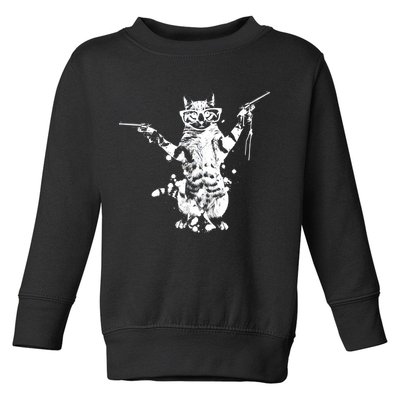 Stencil Graffiti Cat Armed With Guns Toddler Sweatshirt