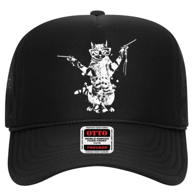 Stencil Graffiti Cat Armed With Guns Trucker Hat